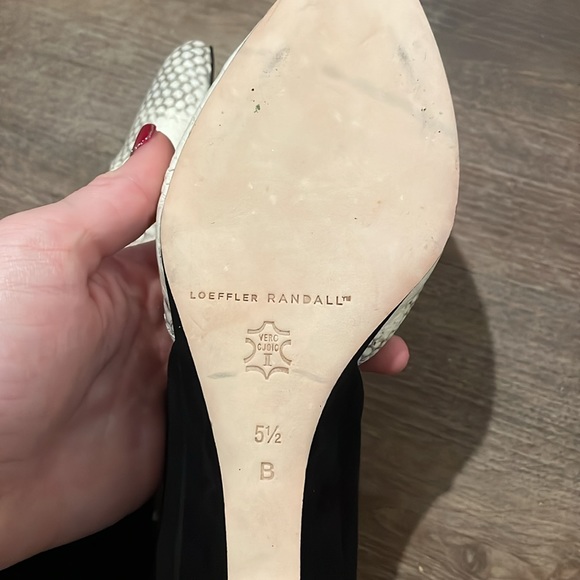 Loeffler Randall Black Suede and Snake Skin Print Black Wedge Heels - Picture 7 of 9